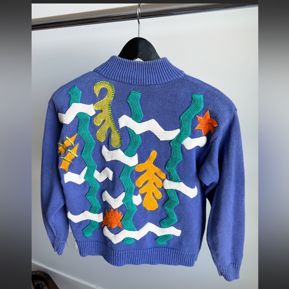 Vtg 80s I.B. Diffusion Mock Neck 3D Geometric Boxy Sweater S Art to Wear - Picture 2 of 9